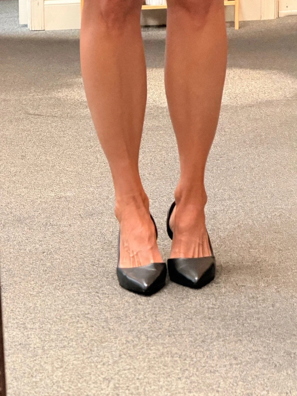 Kenneth Cole Black Leather Pointed-Toe Wedge Pumps